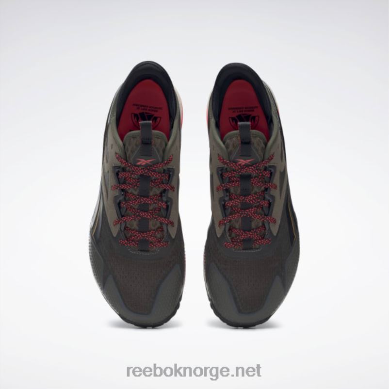 armygrønn/kjernesort/neonkirsebær 2X42N1054 Reebok nano x2 tr adventure treningssko for menn - Bilde 10
