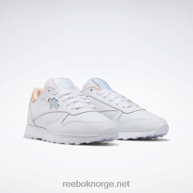 ftwr hvit/blå perle/aura oransje 2X42N424 Reebok klassiske damesko i skinn - Bilde 3