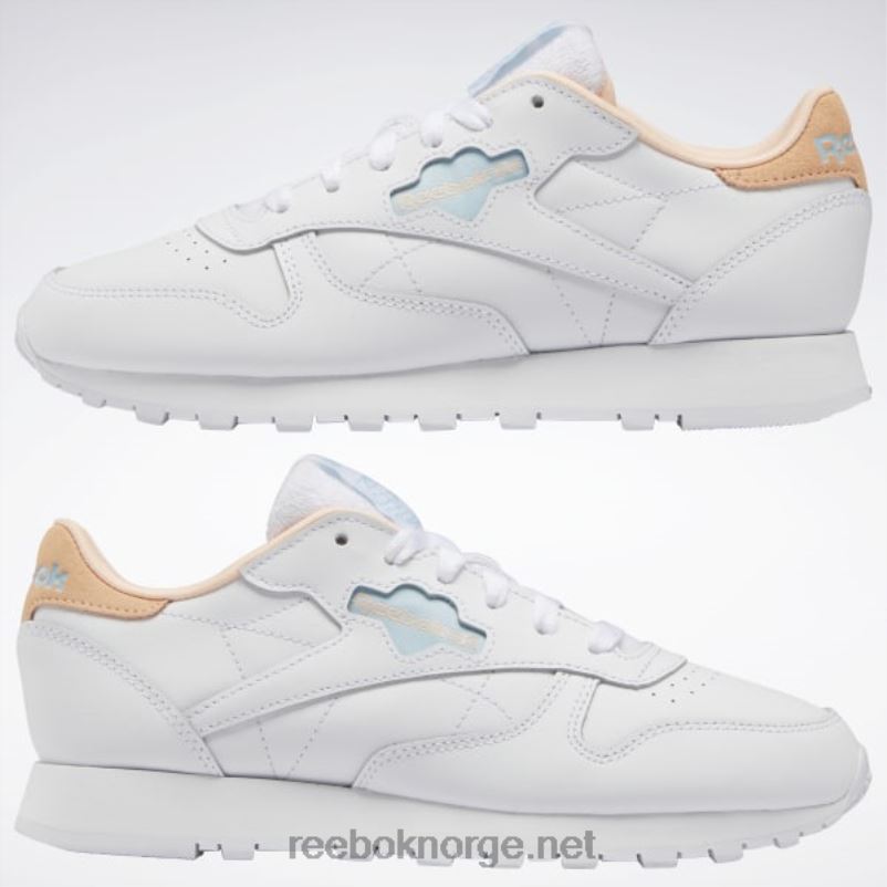 ftwr hvit/blå perle/aura oransje 2X42N424 Reebok klassiske damesko i skinn - Bilde 9