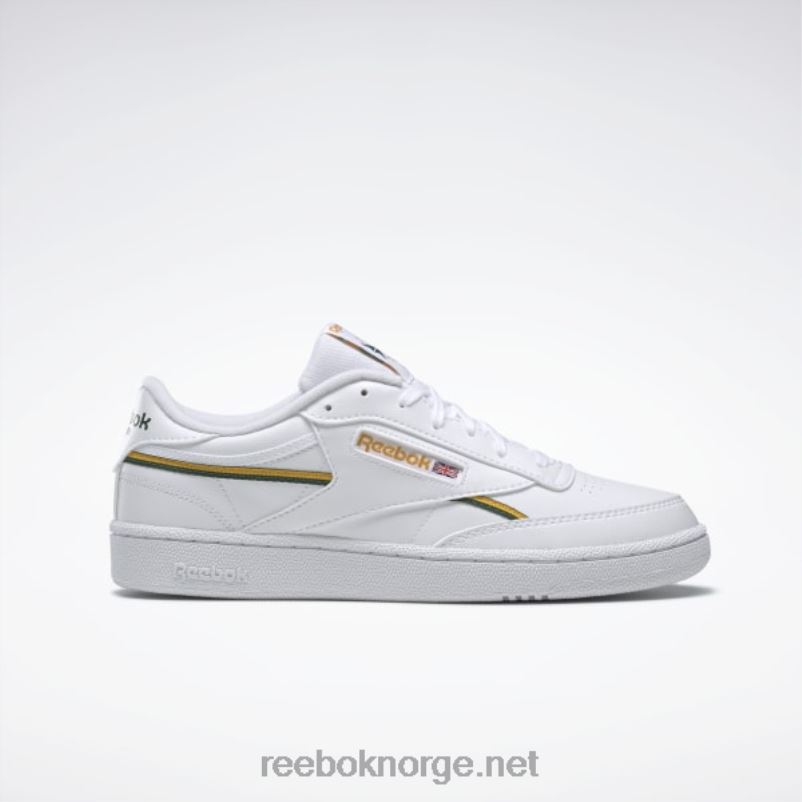 ftwr_hvit_kollegialt_gull_mork_gronn_2x42n313_reebok_club_c_85_veganske_sko.jpg ftwr hvit/kollegialt gull/mørk grønn 2X42N313 Reebok club c 85 veganske sko - Bilde 1