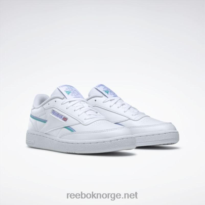 ftwr hvit/lilla glød/klassisk blågrønn 2X42N261 Reebok club c 85 veganske damesko - Bilde 3