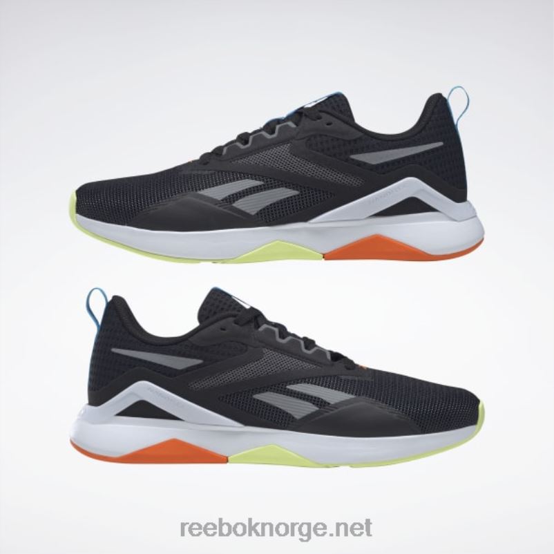 kjerne sort/ren grå 6/smash oransje s23-r 2X42N1199 Reebok nanoflex tr 2.0 treningssko for menn - Bilde 9