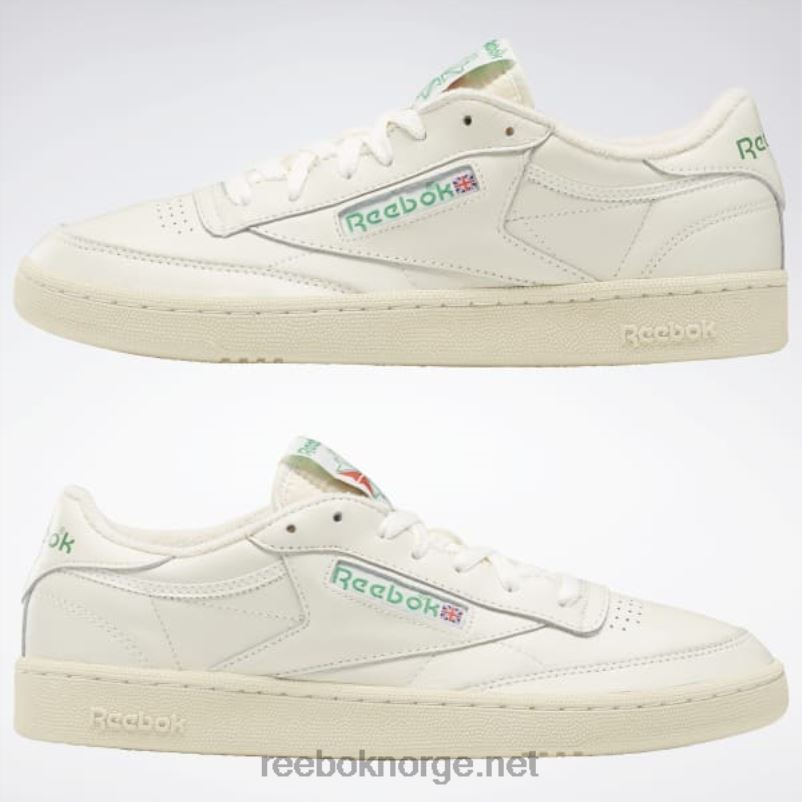 kritt/papirhvit/glengrønn 2X42N11 Reebok club c 85 vintage sko - Bilde 10
