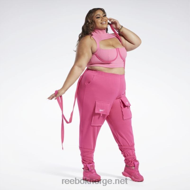 kvinner astro rosa/rosa fusjon 2X42N479 Reebok cardi b crop top (plus size) - Bilde 3
