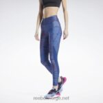 kvinner batikk blå 2X42N960 Reebok løpende leggings