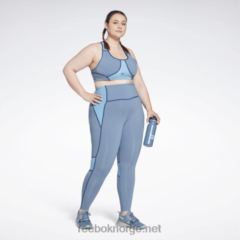 kvinner blå skifer 2X42N832 Reebok lux racer vattert fargeblokkert BH (plus size) - Bilde 3