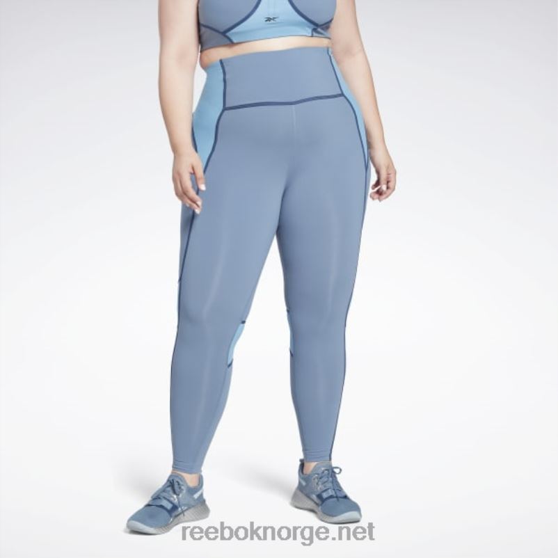 kvinner_bla_skifer_2x42n872_reebok_lux_fargeblokk_tights_med_hoy_midje_plus_size.jpg kvinner blå skifer 2X42N872 Reebok lux fargeblokk-tights med høy midje (plus size) - Bilde 1