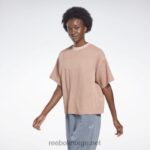 kvinner canyon koraller 2X42N666 Reebok les mills natural dye vaffel t-skjorte