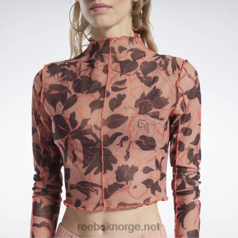 kvinner canyon koraller 2X42N706 Reebok klassiske blomstrende skjorte med mesh-langermet med blomstertrykk - Bilde 5