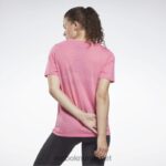 kvinner ekte rosa 2X42N745 Reebok utbrent t-skjorte - Bilde 3