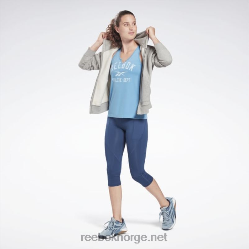 kvinner essensielt blått 2X42N846 Reebok treningsklar supermium tanktopp med stor logo - Bilde 2