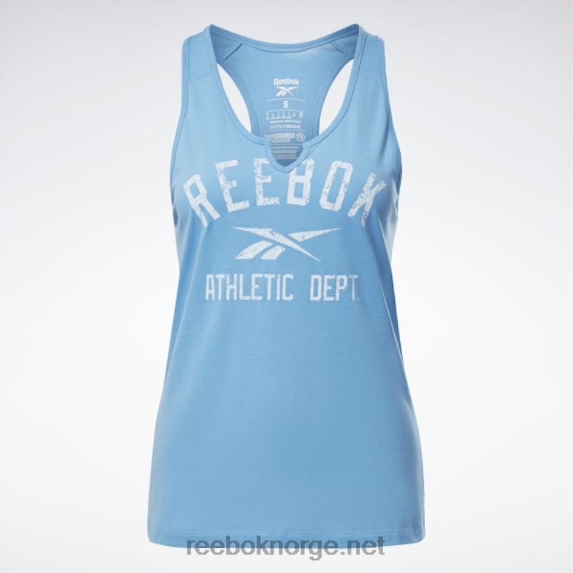 kvinner essensielt blått 2X42N846 Reebok treningsklar supermium tanktopp med stor logo - Bilde 6
