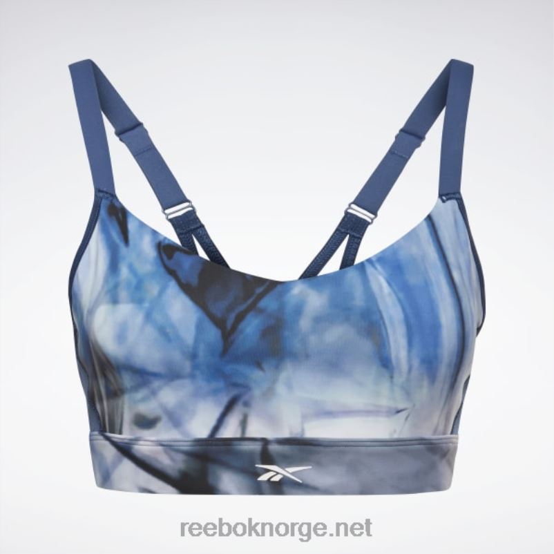 kvinner essensielt blått 2X42N873 Reebok lux sports-bh med reim med flytende abyss print - Bilde 7