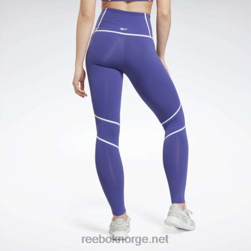 kvinner fet lilla 2X42N430 Reebok lux fargeblokk-tights med høy midje - Bilde 4