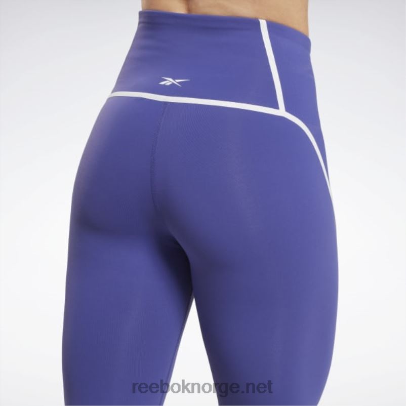 kvinner fet lilla 2X42N430 Reebok lux fargeblokk-tights med høy midje - Bilde 6