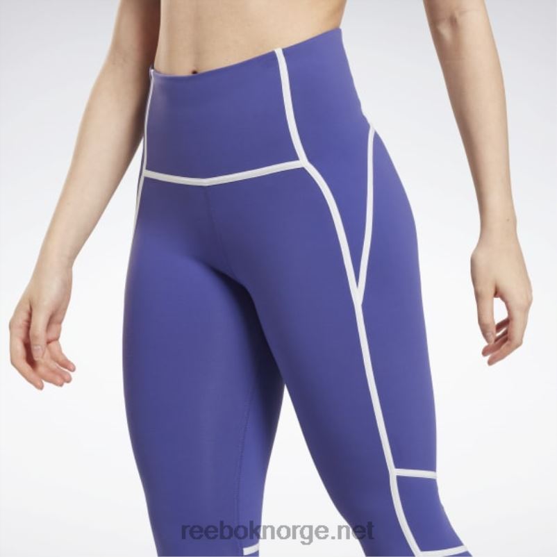 kvinner fet lilla 2X42N430 Reebok lux fargeblokk-tights med høy midje - Bilde 7