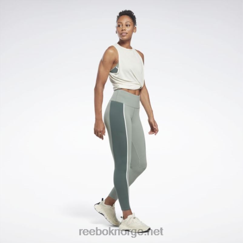kvinner harmoni grønn 2X42N525 Reebok lux fargeblokk-tights med høy midje - Bilde 2