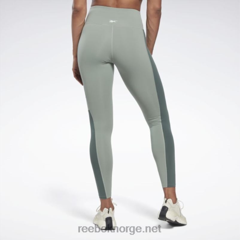 kvinner harmoni grønn 2X42N525 Reebok lux fargeblokk-tights med høy midje - Bilde 3