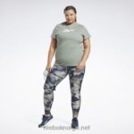 kvinner jegergrønn 2X42N561 Reebok treningsklare tights med kamotrykk (plus size) - Bilde 2