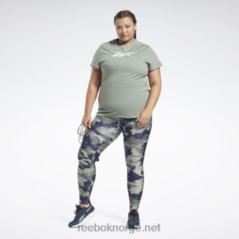 kvinner jegergrønn 2X42N561 Reebok treningsklare tights med kamotrykk (plus size) - Bilde 2