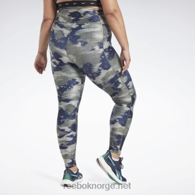 kvinner jegergrønn 2X42N561 Reebok treningsklare tights med kamotrykk (plus size) - Bilde 3