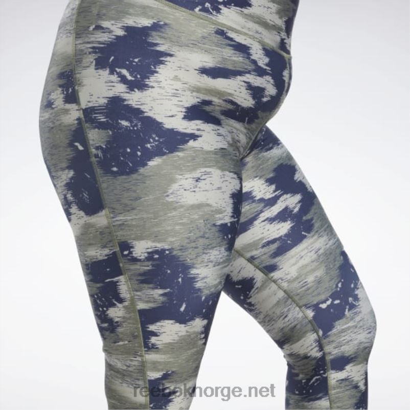 kvinner jegergrønn 2X42N561 Reebok treningsklare tights med kamotrykk (plus size) - Bilde 5