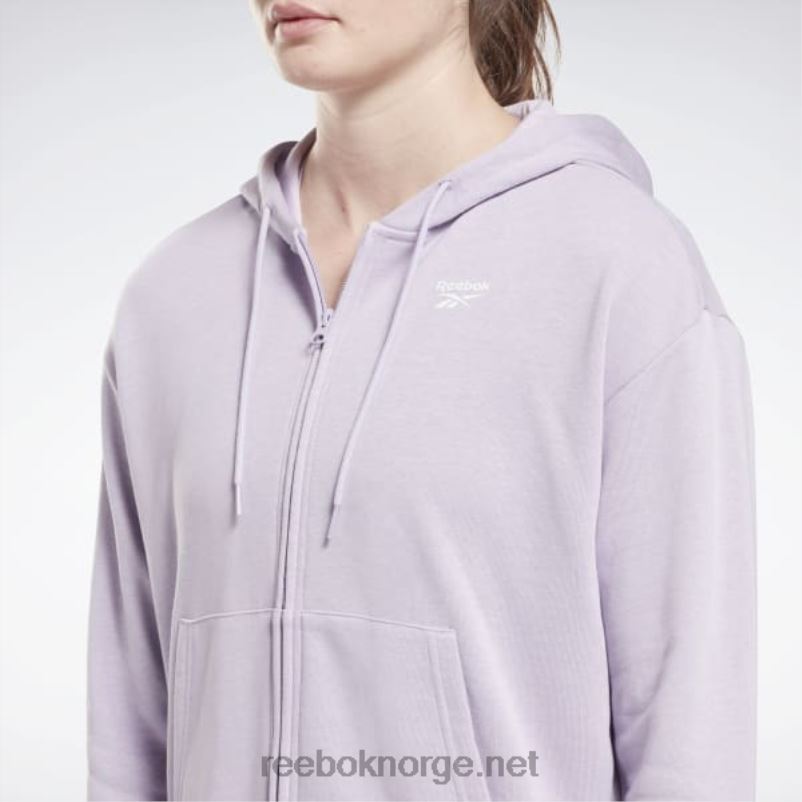 kvinner lilla oase 2X42N648 Reebok identitet liten logo fransk frotté hettegenser med glidelås - Bilde 4