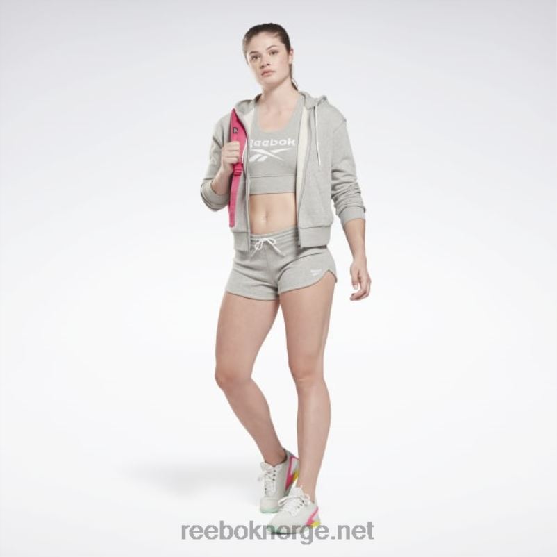 kvinner middels grå lyng 2X42N513 Reebok identitet liten logo fransk frotté hettegenser med glidelås - Bilde 2