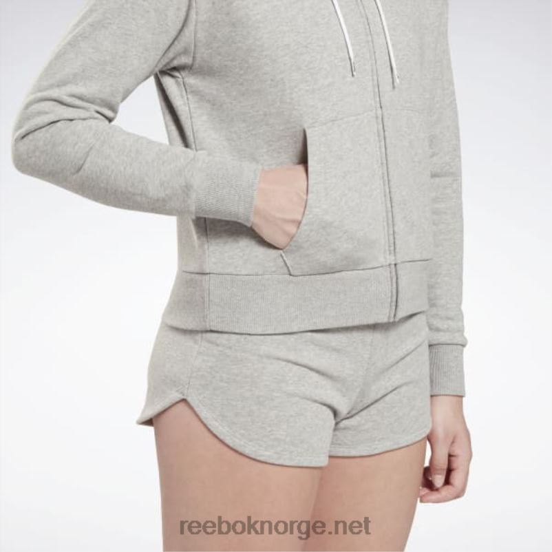 kvinner middels grå lyng 2X42N513 Reebok identitet liten logo fransk frotté hettegenser med glidelås - Bilde 5