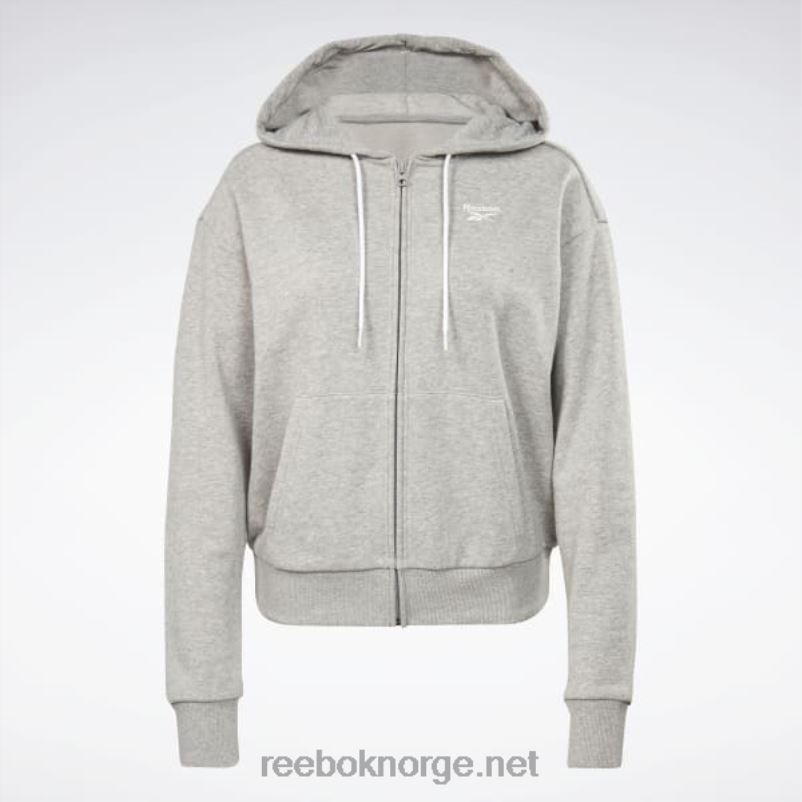 kvinner middels grå lyng 2X42N513 Reebok identitet liten logo fransk frotté hettegenser med glidelås - Bilde 6