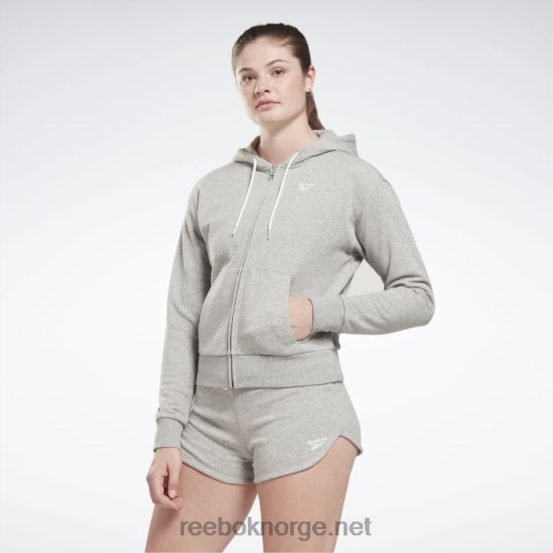 kvinner middels grå lyng 2X42N513 Reebok identitet liten logo fransk frotté hettegenser med glidelås - Bilde 1