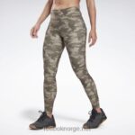 kvinner militærgrønn 2X42N642 Reebok lux dristige tights med camo-trykk