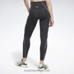 kvinner nattsvart 2X42N835 Reebok treningsklare ribbestrikkede høye leggings - Bilde 3