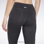 kvinner nattsvart 2X42N853 Reebok treningsklare mesh-leggings - Bilde 4