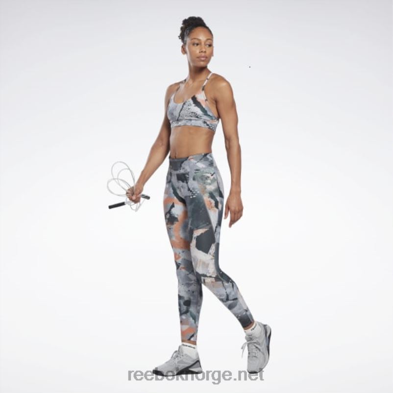 kvinner ren grå 3 2X42N508 Reebok lux strappy allover print fet bh - Bilde 2