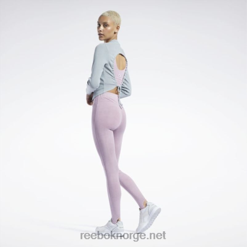 kvinner ren grå 3 2X42N619 Reebok classics naturlig fargestoff ribbet langermet sjal skjorte - Bilde 3