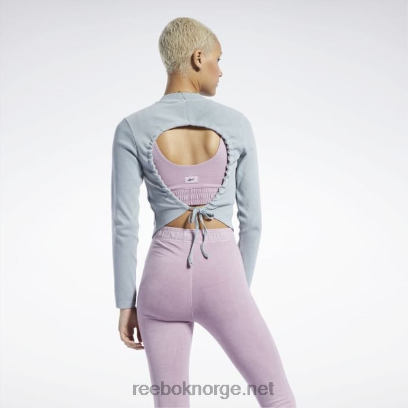 kvinner ren grå 3 2X42N619 Reebok classics naturlig fargestoff ribbet langermet sjal skjorte - Bilde 4