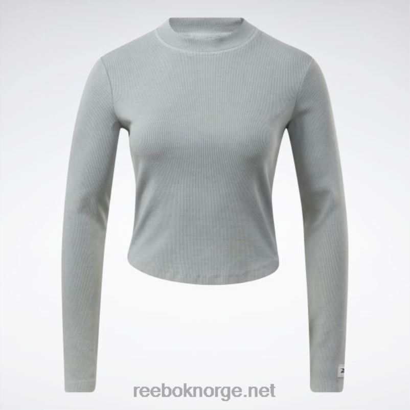 kvinner ren grå 3 2X42N619 Reebok classics naturlig fargestoff ribbet langermet sjal skjorte - Bilde 8