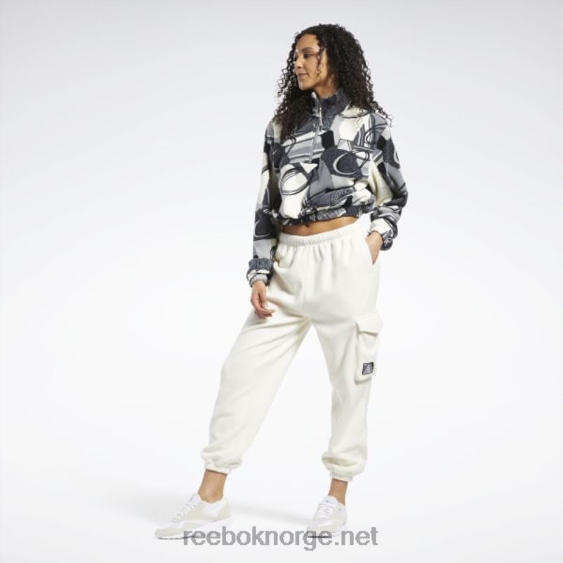 kvinner ren grå 5 2X42N848 Reebok klassisk vinterprint genser med halv glidelås - Bilde 3