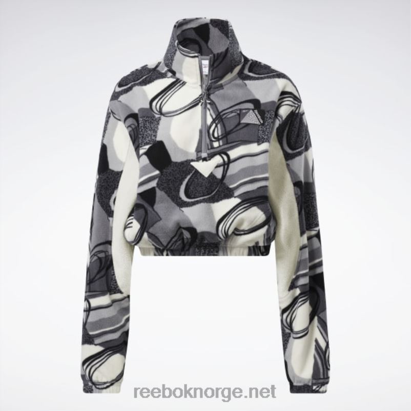 kvinner ren grå 5 2X42N848 Reebok klassisk vinterprint genser med halv glidelås - Bilde 8