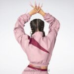 kvinner sandete rose 2X42N170 Reebok cardi b vevd satengjakke