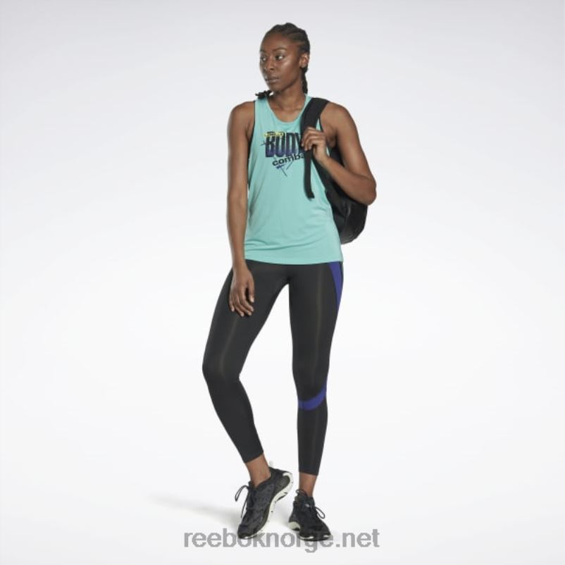 kvinner semi klassisk blågrønn 2X42N552 Reebok les mills bodycombat activchill grafisk tanktopp - Bilde 2