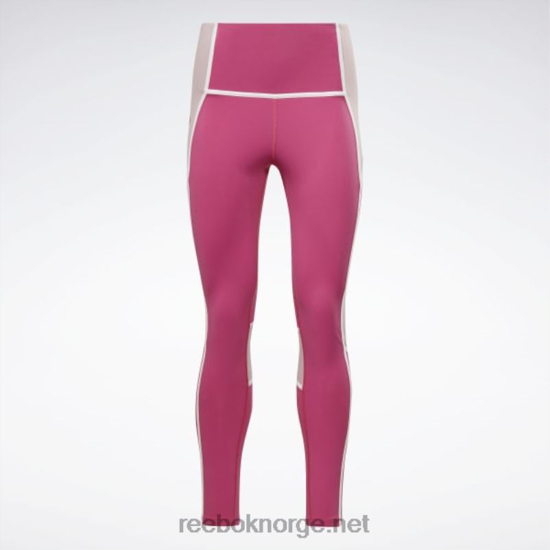 kvinner semi stolt rosa 2X42N385 Reebok lux fargeblokk-tights med høy midje - Bilde 7