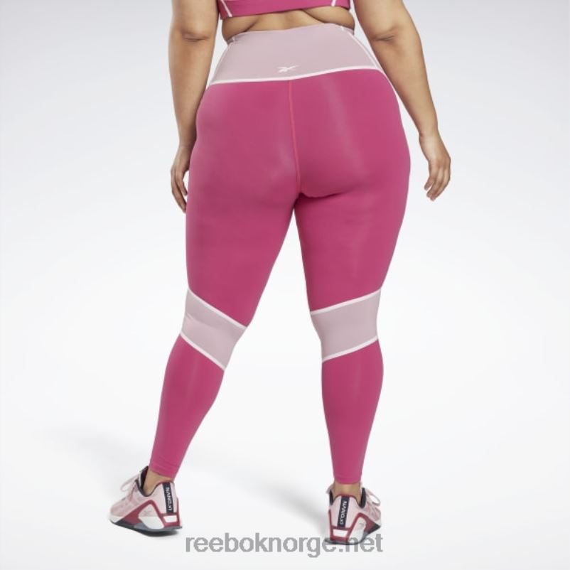 kvinner semi stolt rosa 2X42N651 Reebok lux fargeblokk-tights med høy midje (plus size) - Bilde 3
