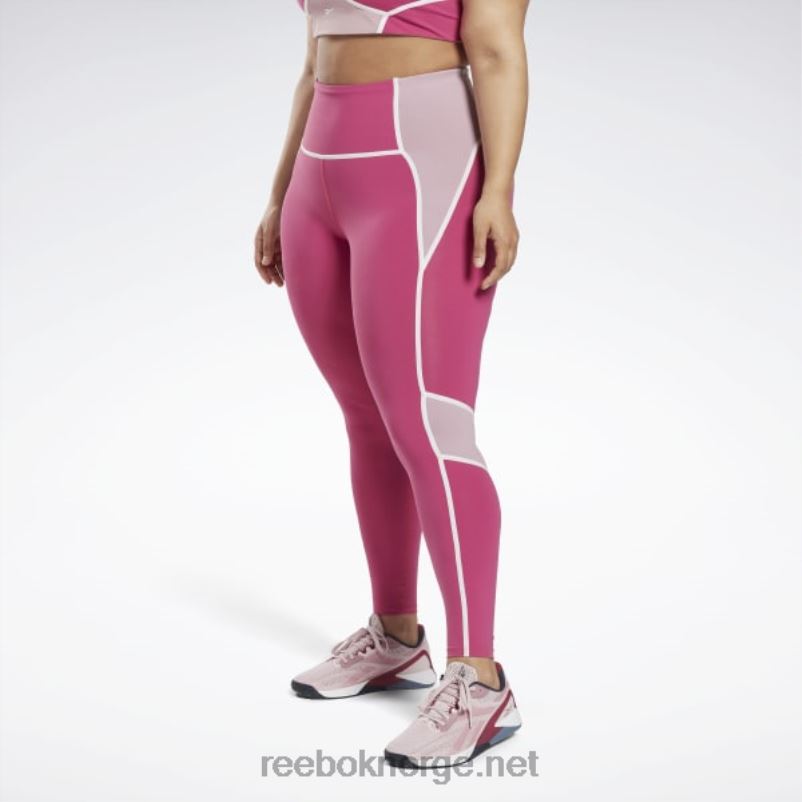 kvinner semi stolt rosa 2X42N651 Reebok lux fargeblokk-tights med høy midje (plus size) - Bilde 1