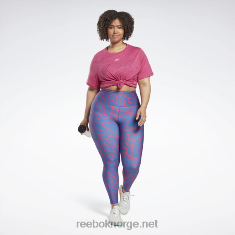 kvinner semi stolt rosa 2X42N667 Reebok treningsklare leggings med trykk (plus size) - Bilde 2