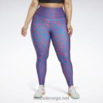 kvinner semi stolt rosa 2X42N667 Reebok treningsklare leggings med trykk (plus size)