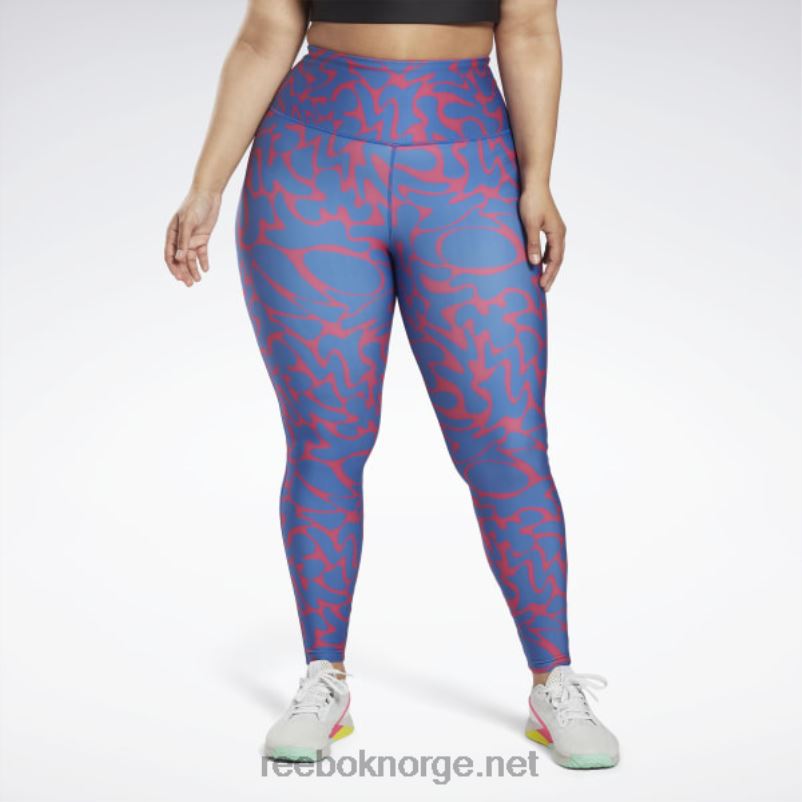 kvinner semi stolt rosa 2X42N667 Reebok treningsklare leggings med trykk (plus size) - Bilde 1