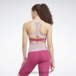 kvinner semi stolt rosa 2X42N694 Reebok lux racer vattert fargeblokkert BH - Bilde 3