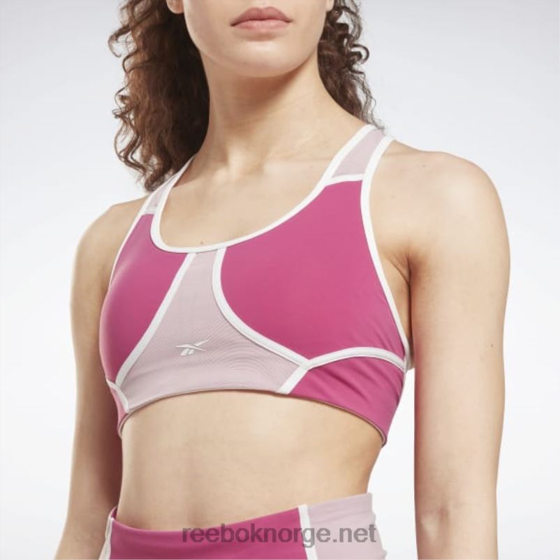 kvinner semi stolt rosa 2X42N694 Reebok lux racer vattert fargeblokkert BH - Bilde 4